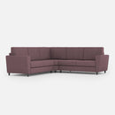 Divano Angolare 5 Posti 248x248x85 cm Yasel in Tessuto Prugna