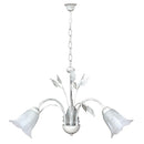 Lampadario 3xE14 Montatura Bianco Argento Vetro Spugnato Bianco E-Energy Teresa