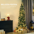 Albero di Natale 210 cm 656 Rami e 300 Luci LED Decorato con 55 Pigne e 55 Grappoli di Bacche Verde e Argento      