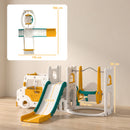 Set Scivolo Bambini 7 in 1 186x176x86 cm con Altalena Scaletta Tunnel Contenitore e Gradini Antiscivolo in HDPE Bianco      