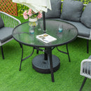 Tavolo da Giardino Ø106,5x71 cm in Acciaio e Vetro Nero