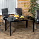 Tavolo da Giardino Rettangolare 150x90 cm per 6 Persone con Piano in Vetro e Alluminio Nero      