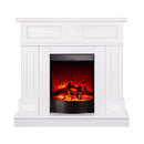 Camino Elettrico da Pavimento 97,8x104,8x30 cm Effetto Fiamma 1600W Ambassador & Corsica Bianco