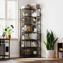 Libreria Angolare Stile Industriale a 7 Livelli 60x60x198 cm in Legno e Acciaio Marrone Rustico   