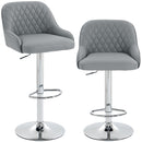 Set 2 Sgabelli da Bar con Schienale 47x52x86-108A cm Girevoli e Regolabili in Finta Pelle Grigio Chiaro      