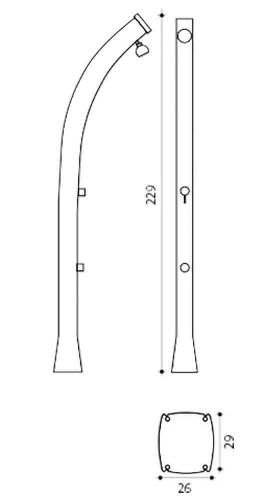Doccia Solare da Giardino 44L Miscelatore e Lavapiedi Blu