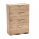 Cassettiera 4 Cassetti Naturale 60x38x85 h cm in Truciolare bilaminato Marrone chiaro