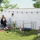 Recinto per Cani a 8 Pannelli Modulabili Pieghevole 80x1,5x80A cm con Porta di Ingresso in Acciaio Argento   