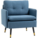 Poltrona Imbottita 76x68x80 cm  in Tessuto Effetto Lino Blu