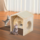 Cuccia Tiragraffi per Gatti Giocattolo con 3 Buchi e Pallina in Peluche e Sisal 36x35x43 cm 
