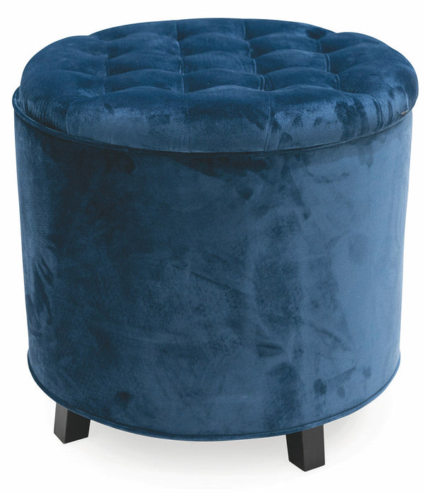 acquista Pouf Fußstütze Container Ø55x55 cm in Blue Soriani Velvet
