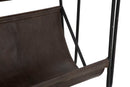 Tavolinetto Porta Giornali Simply 83,5x42x61 cm in Ferro e Legno di Abete e PU Nero e Marrone