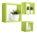 Set 3 Mensole da Parete Cubo in Fibra di Legno Rubic Verde