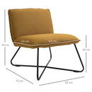 Poltroncina Imbottita 63x75x70 cm in Metallo e Tessuto Giallo