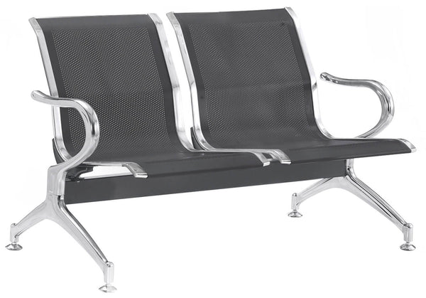 sconto Bank für Wartezimmer 2 Sitzplätze in Black Tosini Office Steel