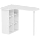 Scrivania per Camera Ricurva 100x59x75,5 cm con 6 Ripiani e 4 Scaffali Regolabili in Acciaio e Legno Bianco      