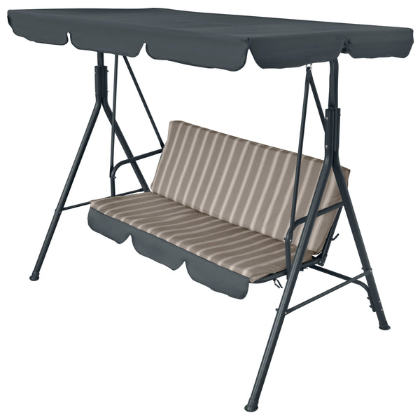 online 2-Sitzer-Gartenschaukel 170 x 110 x 152 cm in Stahl und braunem Polyester