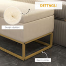 Panca Contenitore Rettangolare 110x44x49 cm con Seduta Imbottita e Gambe in Acciaio Beige      