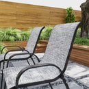 Set 4 Sedie da Giardino 54x71x93 cm Impilabili con Braccioli Curvi in Acciaio e Tessuto Traspirante Grigio      