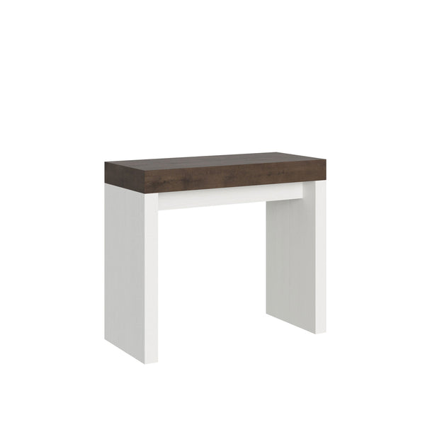sconto Consolle Allungabile 90-300x40x77 cm in Nobilitato Marrone e Bianco