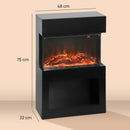 Camino Elettrico da Pavimento con Effetto Fiamma 3D Colorata 1000W/2000W con Temperatura Regolabile e Telecomando Nero      