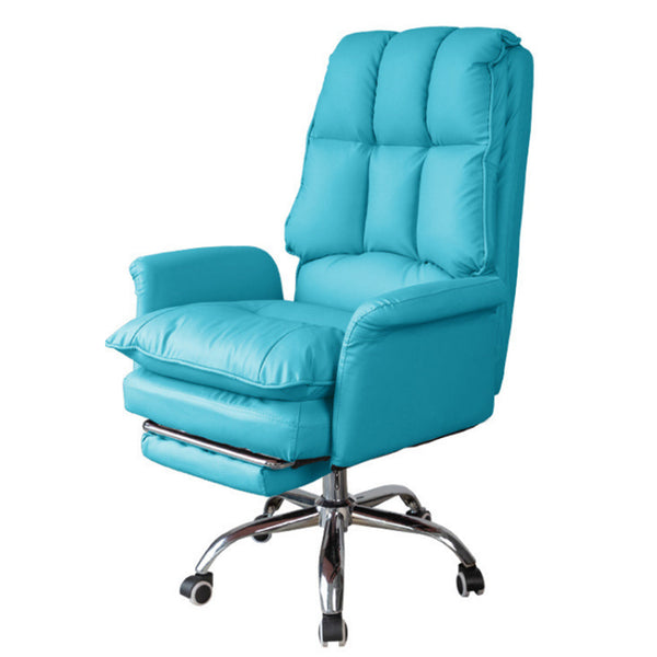 Sedia Poltrona da Ufficio Presidenziale Imbottita con Poggiapiedi Azzurro online