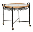 Tavolino Basso 70,5x65x57 cm con Ruote in Metallo Piano in Vetro