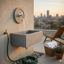 Lavello Rettangolare 45x35 cm con Rosone Installazione a Muro in Cemento Madrid Grigio