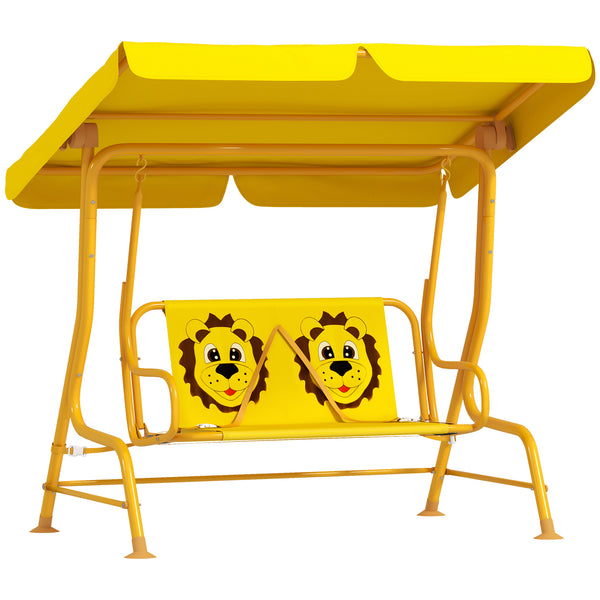 acquista Dondolo per Bambini da Giardino a 2 Posti 112x75x120 cm con Cinture di Sicurezza Giallo