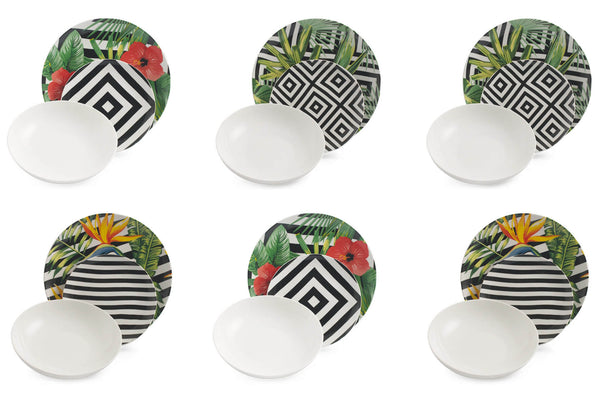 18-teiliges Tafelservice aus Porzellan und Steingut Villa d'Este Club Tropicana sconto