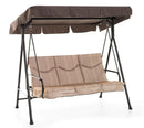 Dondolo 3 Posti da Giardino 184x120x160 cm in Ferro e Poliestere Madagascar Beige
