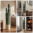 Pianta Artificiale di Cactus Ø25x111 cm con 3 Steli in EVA e Vaso in PP Verde      