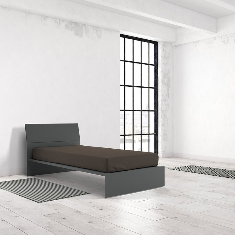 Lenzuolo Sotto con Angoli ed Elastico Tinta Unita Marrone