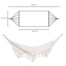Amaca da Giardino Sospesa 288x150 cm in Tela con Frange Stile Boho Crema  