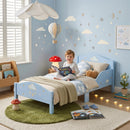 Letto Montessori per Bambini 3-6 Anni 146x76,5x54,5 cm con Sponde Anti-Caduta a Forma di Nuvola in MDF e Compensato Blu      