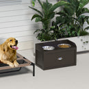 Ciotole per Cani Rialzate 60x30x36 cm in Acciaio Inox e Struttura in Legno con Cassetto Marrone   