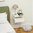 Comodino Sospeso per Camera da Letto 35x32x22,5 cm con Cassetto in Legno Bianco  