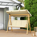 Dondolo da Giardino 3 Posti 195x120x170 cm con Tettuccio Regolabile Beige   