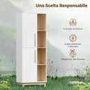 Mobile Bagno Alto 62,5x35x176 cm Salvaspazio con 2 Ante e 4 Ripiani Aperti in MDF Bianco      