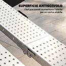Set 2 Rampe di Carico Pieghevoli 180x25,5x6,5 cm Portata 400 kg Totale in Metallo Argento      