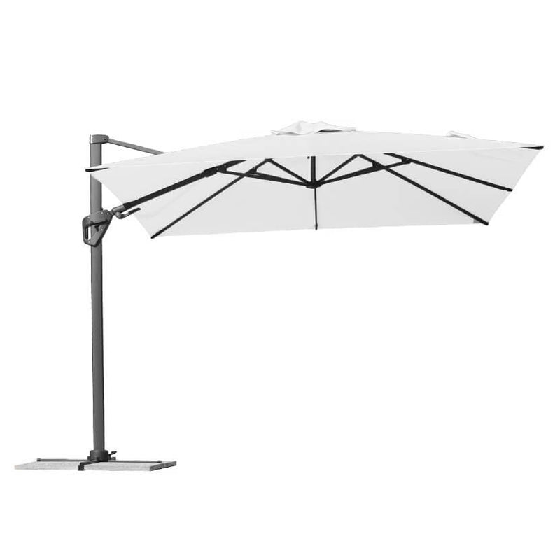 Ombrellone da Giardino Decentrato 3x3m in Alluminio Telo in Poliestere Mosini Jazz Grigio e Bianco