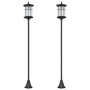 Set 2 Lampioni Solari 23,5x23,5x184 cm con 6h Autonomia e Ancoraggio a Terra in Acciaio Inox e ABS Nero      