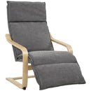 Poltrona Salotto 67x90x105 cm con Poggiapiedi e Schienale Alto in Lino Grigio Scuro      