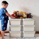 Cassettiera Portagiochi per Bambini 3-6 Anni 75x37x56.5 cm 6 Cassetti con Bordi Arrotondati in PP Bianco Crema      
