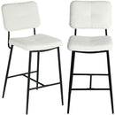 Set 2 Sgabelli da Cucina Bar Ristorante in Tessuto Crema Struttura Metallo Nero