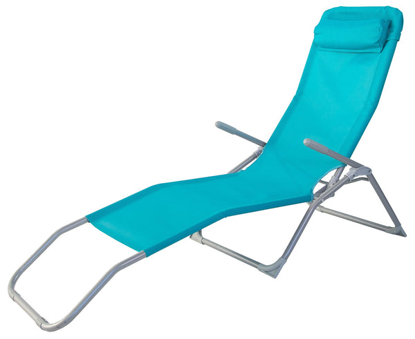 online Klappbare Garten-Sonnenliege 151 x 60 x 93 cm aus Stahl und türkisfarbenem Textilene