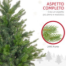 Albero di Natale 210 cm 2445 Rami Design a Carniera con Base in Metallo Verde      