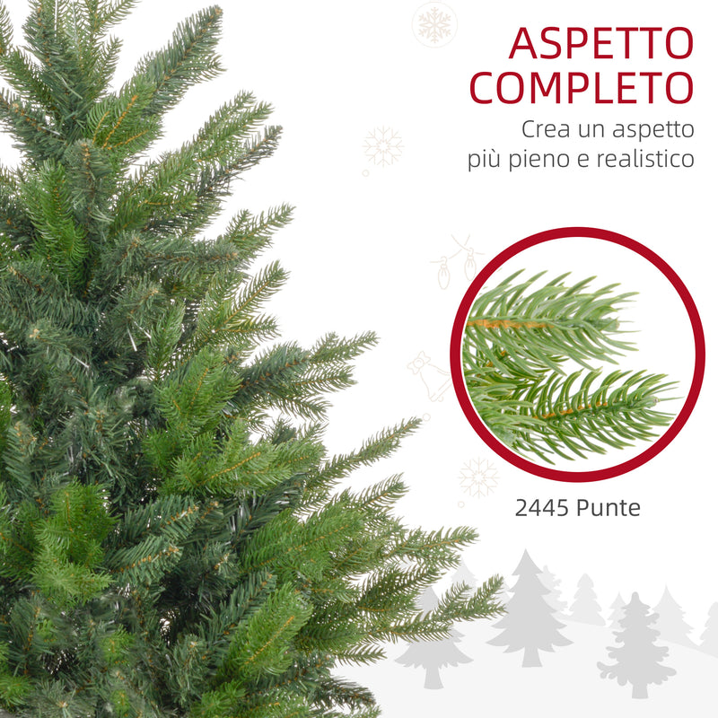 Albero di Natale 210 cm 2445 Rami Design a Carniera con Base in Metallo Verde      