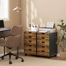 Cassettiera da Ufficio 40x40x67 cm a 5 Cassetti con Ruote Girevoli e Freni in Legno Marrone      