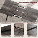 Tavolo da Pranzo Allungabile per 6-8 Persone 120-160x75cm con Piano Effetto Legno in MDF Gambe in Acciao Grigio      